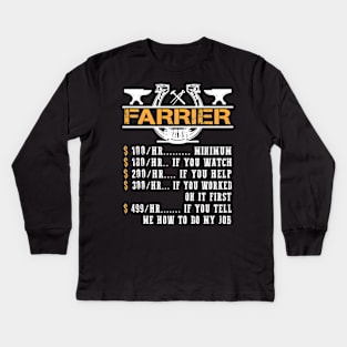 Farrier Hourly Rate T-Shirt Funny Farrier Horse Kids Long Sleeve T-Shirt